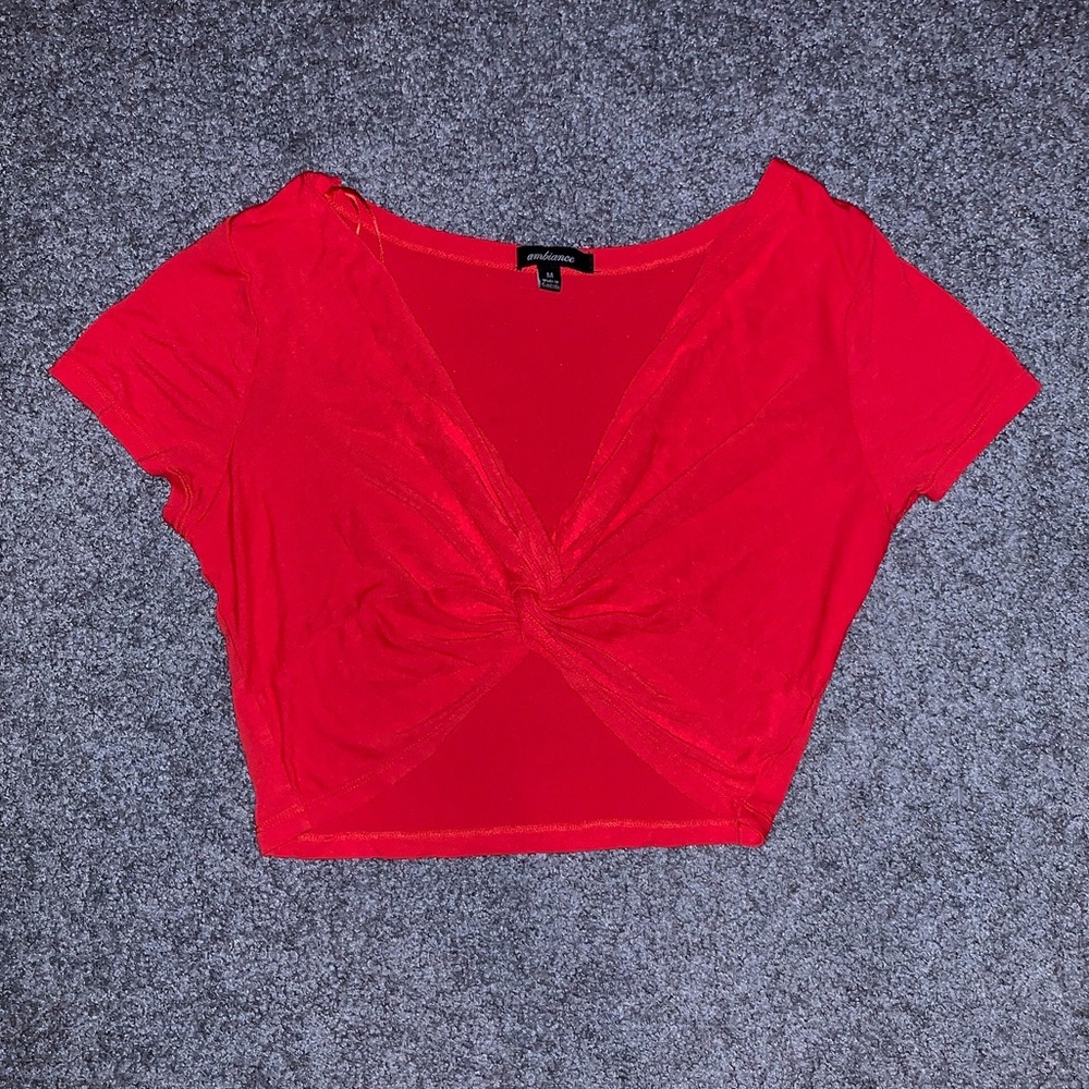 Knotted front red crop top summer night out